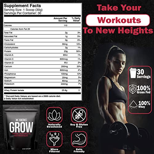 Xwerks Grow 100% New Zealand Grass-Fed Whey Protein - 25g of Pure Isolate Protein - Maple Wellness Supplements