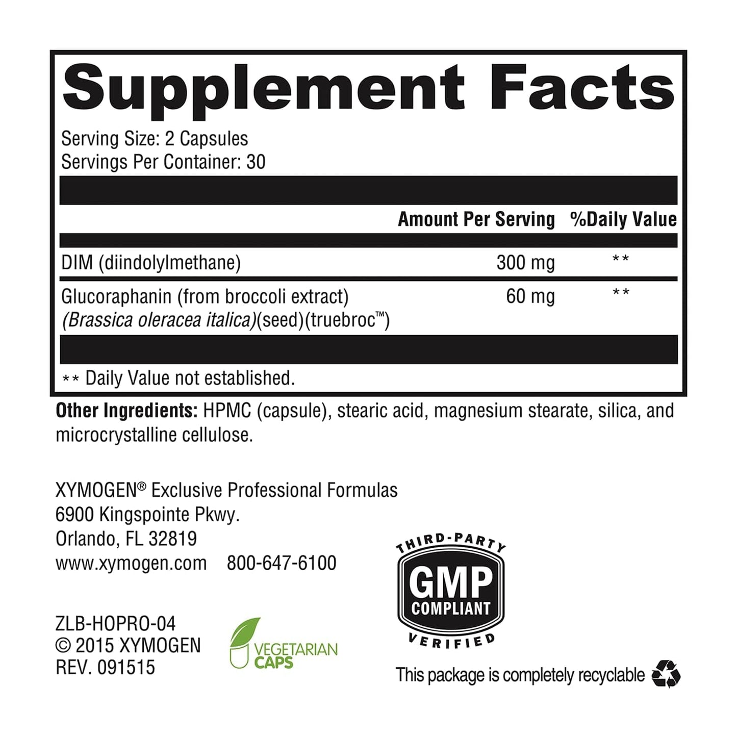 XYMOGEN Hormone Protect - Dim Supplements for Women with Glucoraphanin from Broccoli Extract - Promote Detoxification, Balance & Protect Estrogen Sensitive Tissues in The Breast & More (60 Capsules) - Maple Wellness Supplements