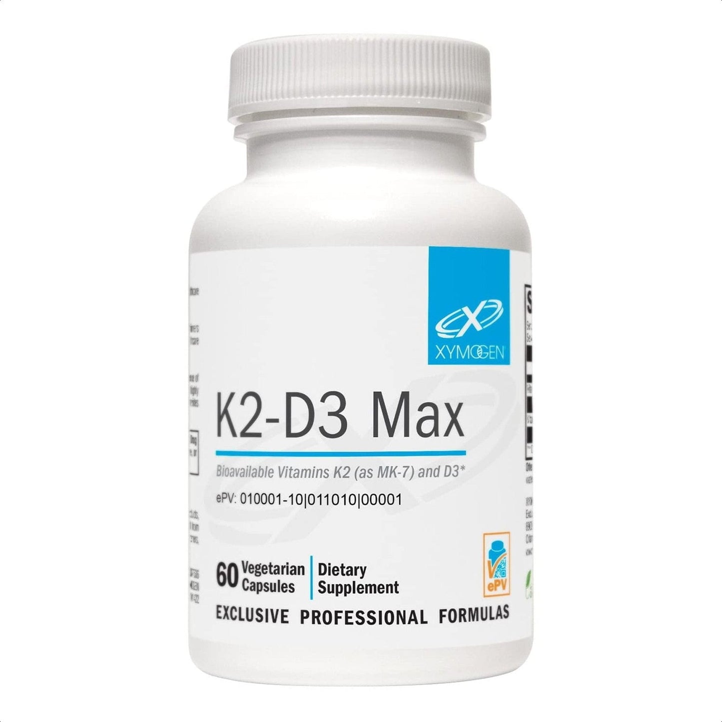 XYMOGEN K2-D3 Max - Vitamin D3 K2 Supplement for Bone & Immune Support* - High-Strength K2 MK-7 - Non-GMO, Gluten-Free, Vegetarian - 60 Capsules - Maple Wellness Supplements