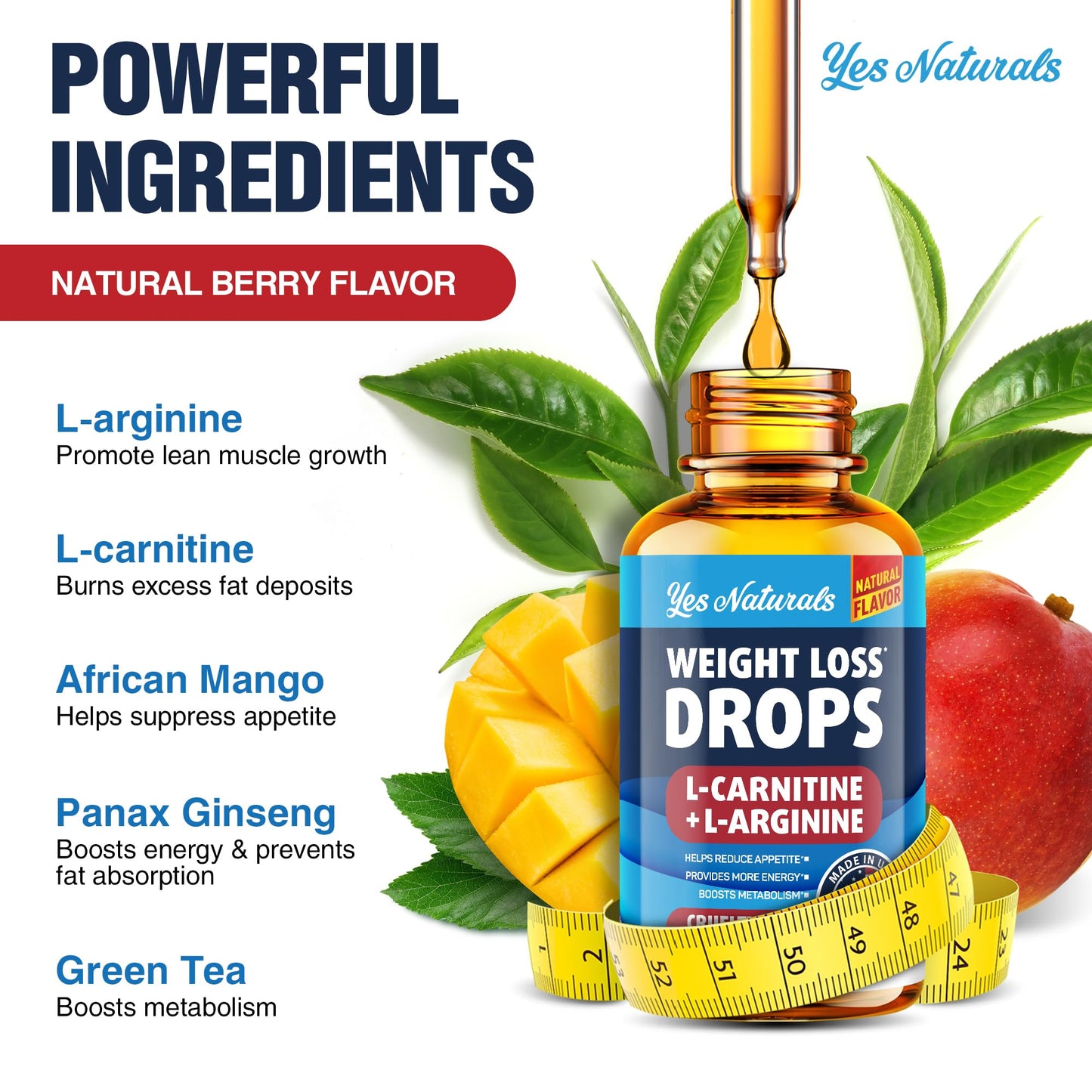 YES NATURALS! Weight Loss Drops - Natural Metabolism Booster & Appetite Suppressant - Maple Wellness Supplements