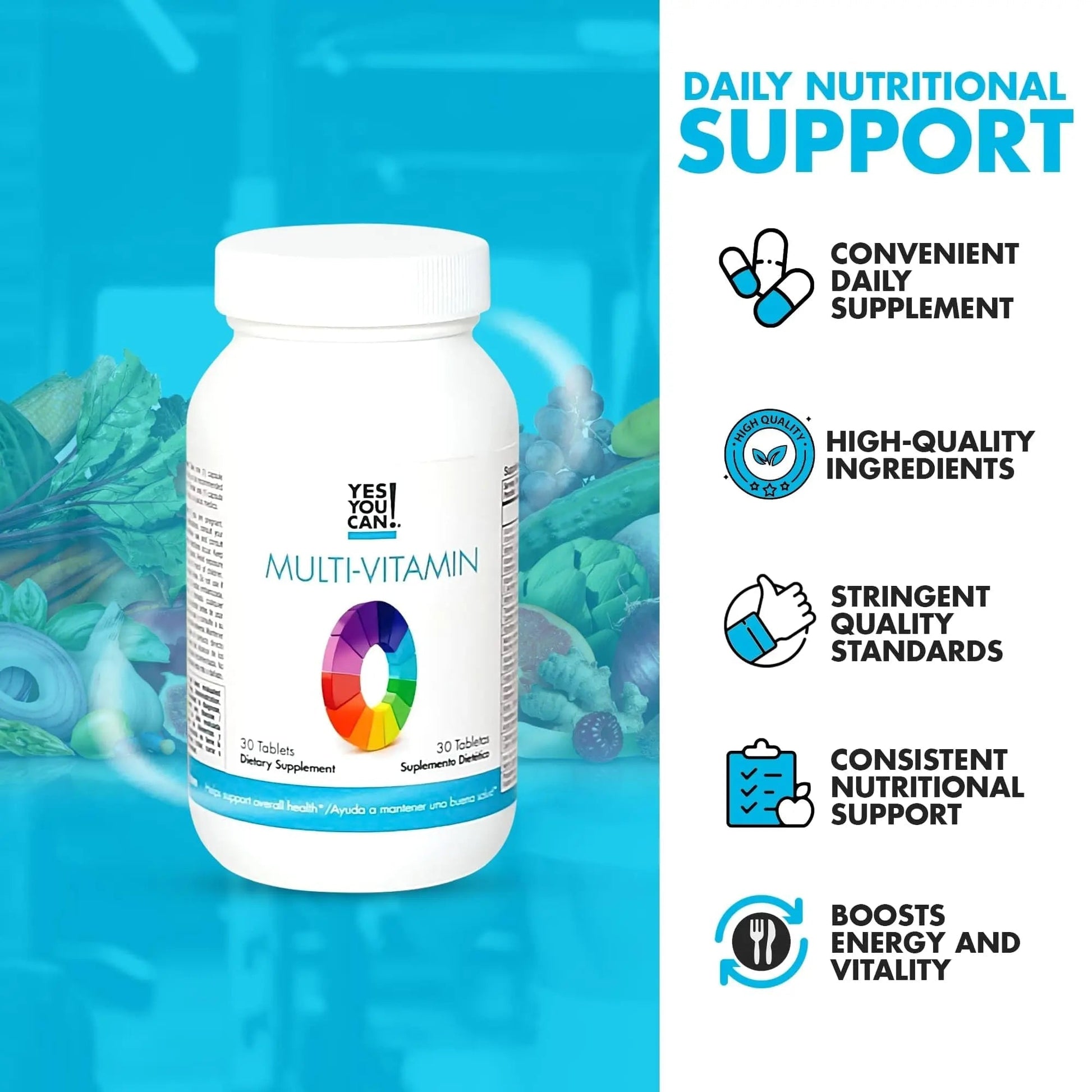 Yes You Can! Daily Multivitamins for Men and Women - Helps Assist Overall Health & Well-Being, Contains Antioxidants - Maple Wellness Supplements