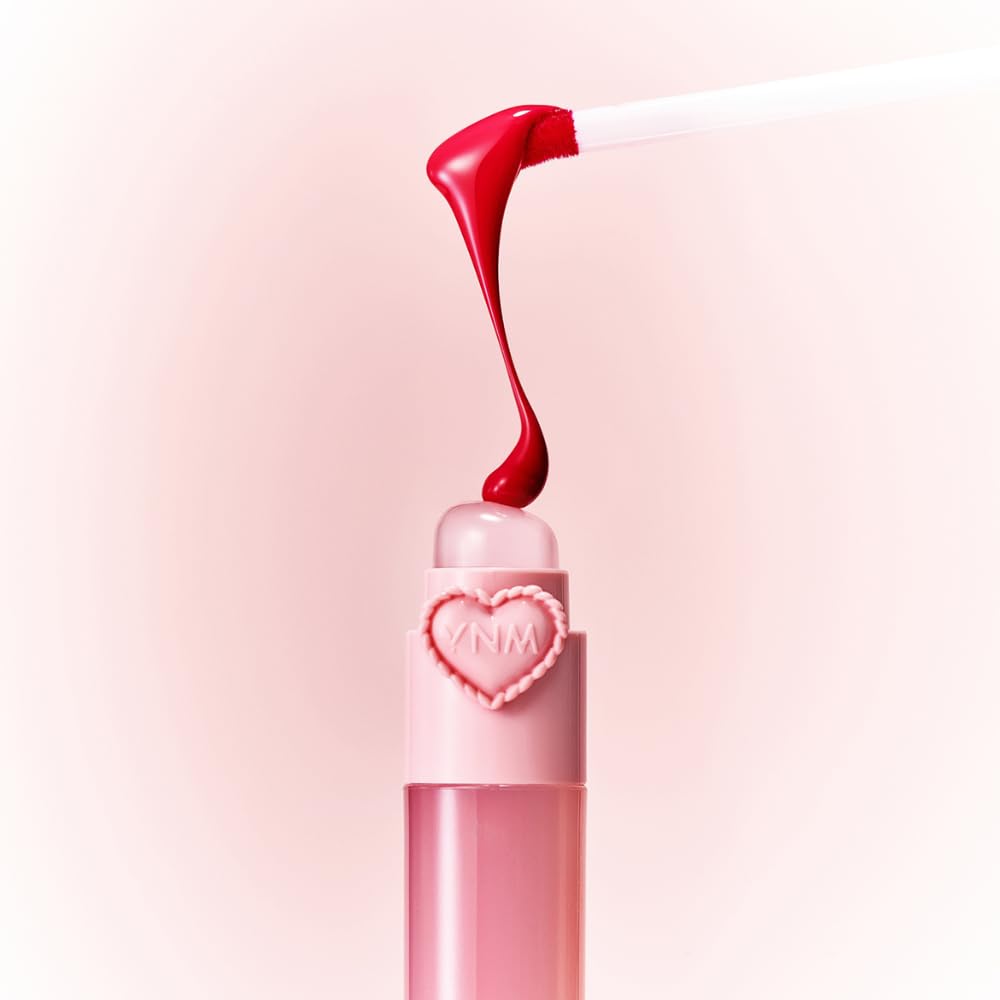 YNM Heart Jelling Tint, PEPPER JELLING, Silicone Lip Brush Included, K-Beauty, Non-Sticky, Moisturizing, Smudge-Proof, Korean Lip Tint, Long-Lasting, Vivid Color, 0.09 oz - Maple Wellness Supplements
