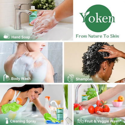 Yoken Pure Castile Liquid Soap Organic (EWG Verified, Unscented, 8 OZ), Made with Organic Oils, No Added Fragrance, Vegan, Castile Soap Liquid for Face - Maple Wellness Supplements