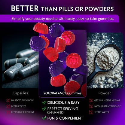 YOLOBALANCE Biotin Gummies 10000mcg for Hair Growth Support - Sugar Free Multi Collagen with Keratin, Silica & Hyaluronic Acid - Pectin Based, - Maple Wellness Supplements