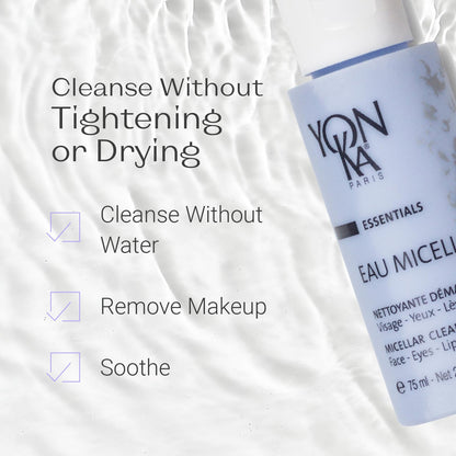 Yonka Eau Micellaire Travel Size | Micellar Water and Cleansing Makeup Remover | Gentle Face Wash with Rose and Chamomile to Remove Impurities and Hydrate | Paraben-Free | 2.53 fl oz - Maple Wellness Supplements