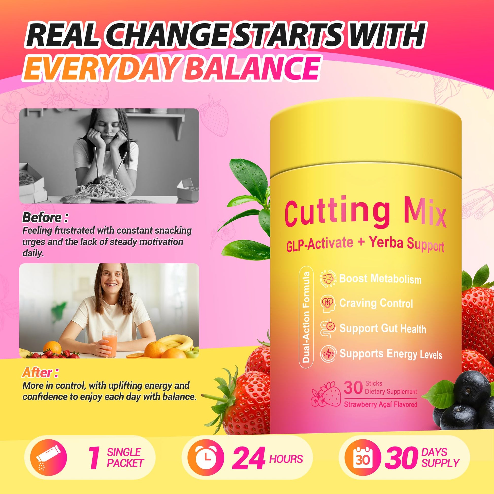 Yooloks Cutting Drink Mix – 5-HTP, Yerba Mate & Magnesium, FOS | Supports Satiety Signaling, Energy & Gut Health - Maple Wellness Supplements