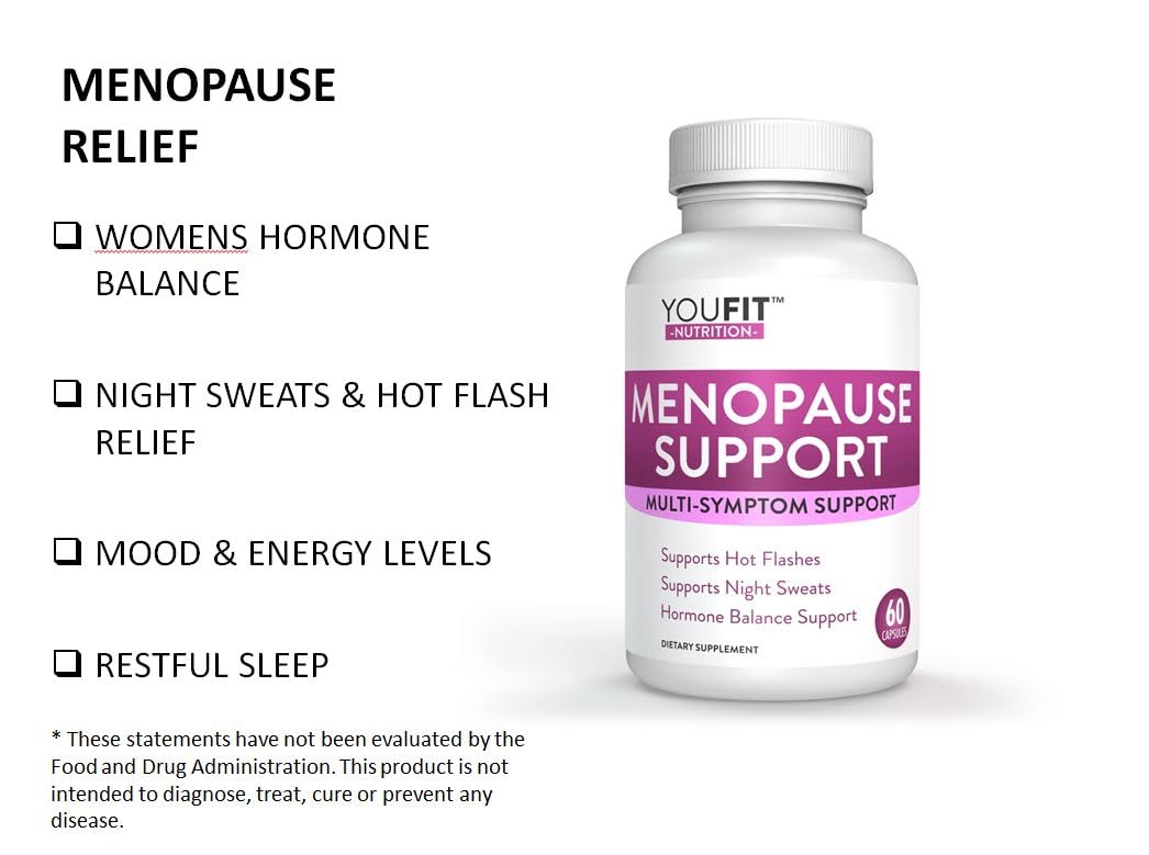 YouFit Nutrition Menopause Relief Capsules for Women - Natural Menopause Supplements for Women - Complete Day and Night Menopause Support - Reduces Hot Flashes, Stress, Night Sweats - 30 Servings - Maple Wellness Supplements