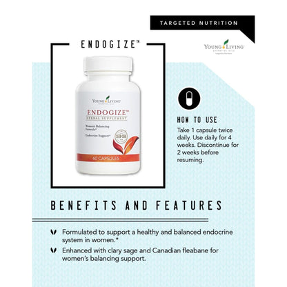 Young Living - EndoGize 60 Capsules | Hormonal Health & Endocrine System Support with Essential Oils | Daily Herbal Supplement for Women's Wellness & Balancing Formula - Maple Wellness Supplements
