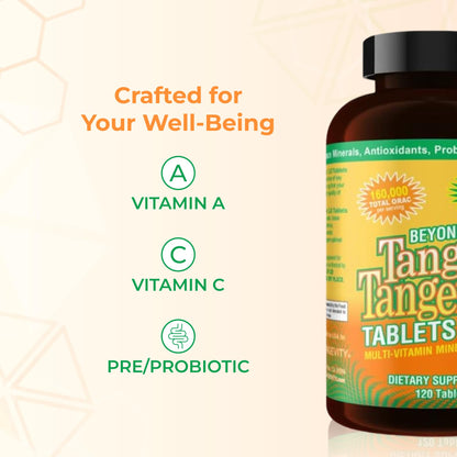Youngevity Beyond Tangy Tangerine 2.0 Multi-Vitamin & Mineral Complex - Made with Natural & Whole Foods | 160,000 ORAC | 120 Tablets - 2-Pack - Maple Wellness Supplements