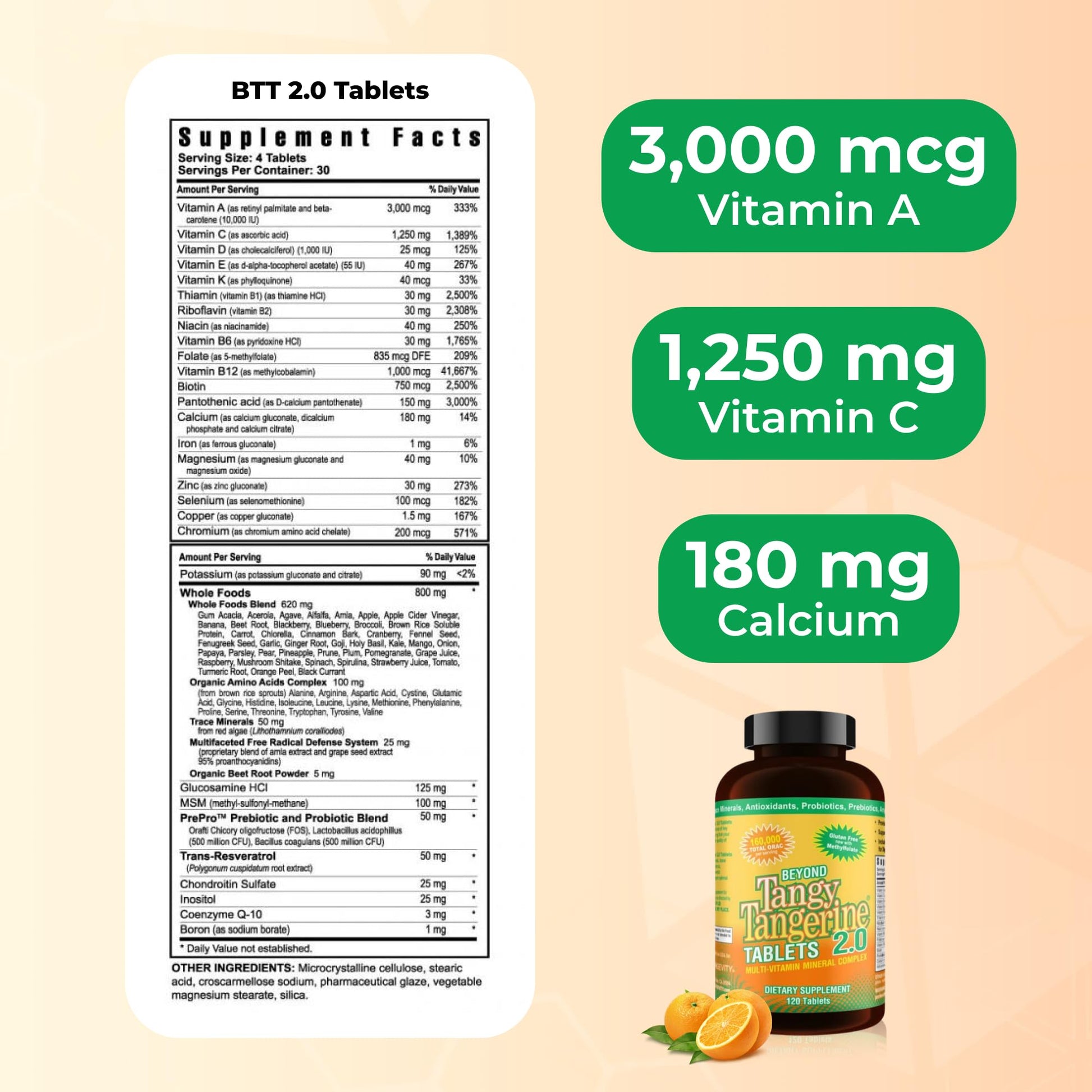 Youngevity Beyond Tangy Tangerine 2.0 Multi-Vitamin & Mineral Complex - Made with Natural & Whole Foods | 160,000 ORAC | 120 Tablets - 2-Pack - Maple Wellness Supplements