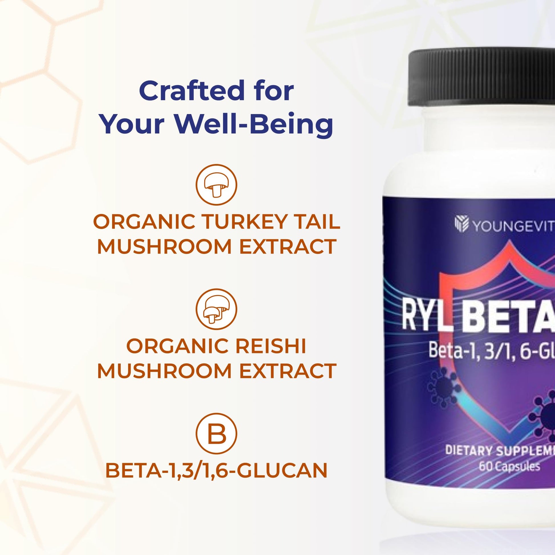 Youngevity RYL Beta550 Beta 1, 3-D Glucan Immune Support - 60 Capsules (Pack of 1) - Maple Wellness Supplements