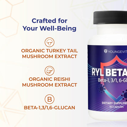 Youngevity RYL Beta550 Beta 1, 3-D Glucan Immune Support - 60 Capsules (Pack of 1) - Maple Wellness Supplements