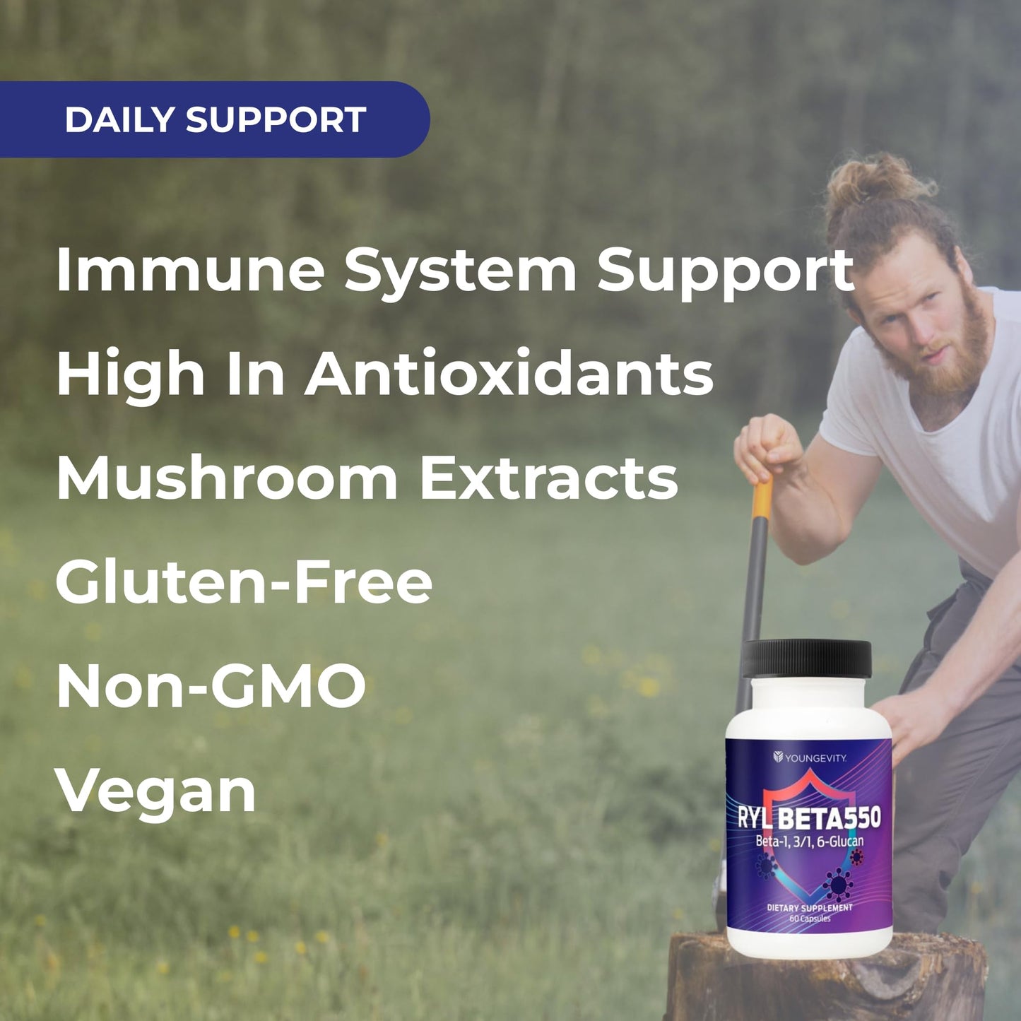 Youngevity RYL Beta550 Beta 1, 3-D Glucan Immune Support - 60 Capsules (Pack of 1) - Maple Wellness Supplements