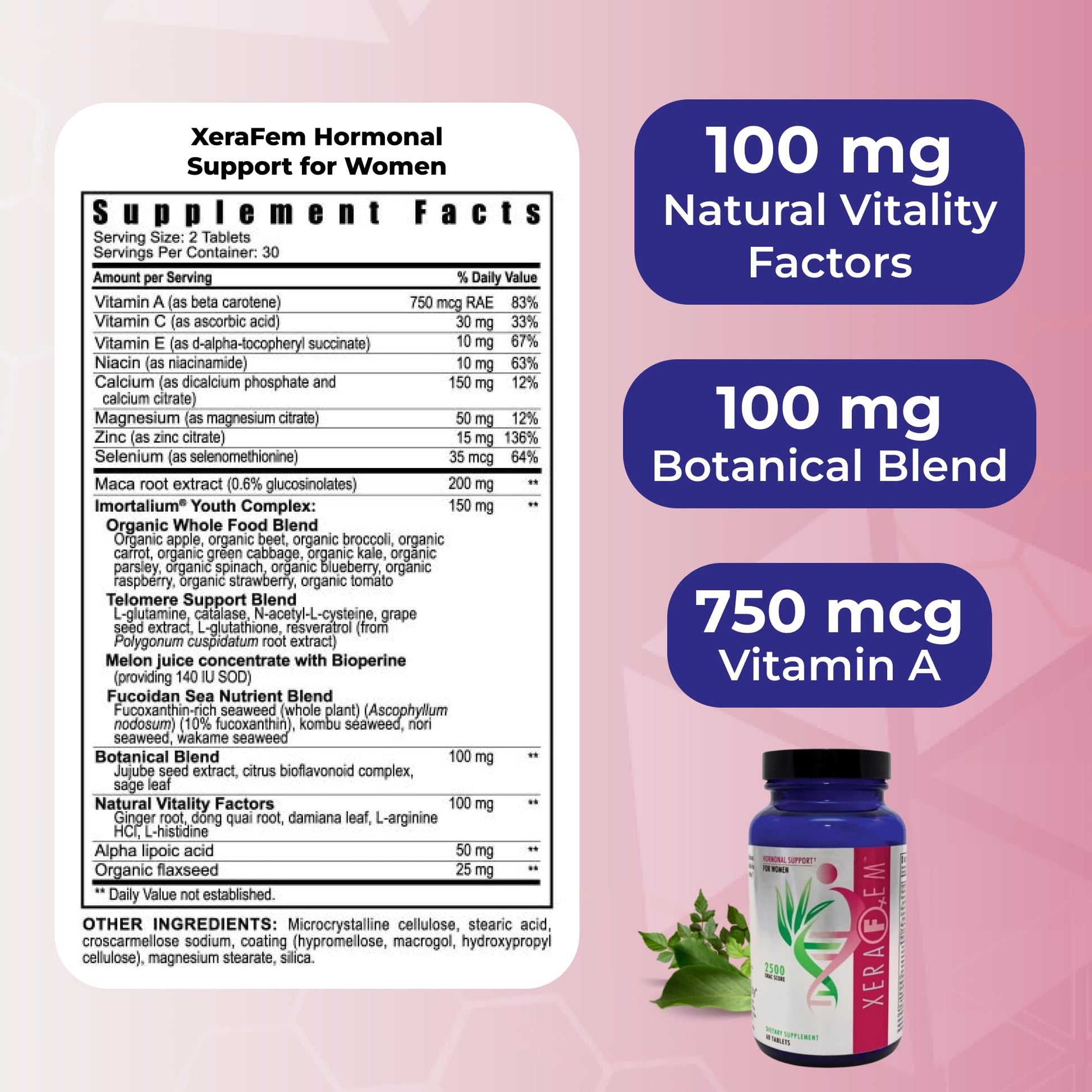Youngevity XeraFem – Hormonal Support for Women with Vitamins, Minerals, Maca Root, and Grapeseed Extract – Supports Hormonal Balance and Immune Health – 60 Tablets - Maple Wellness Supplements