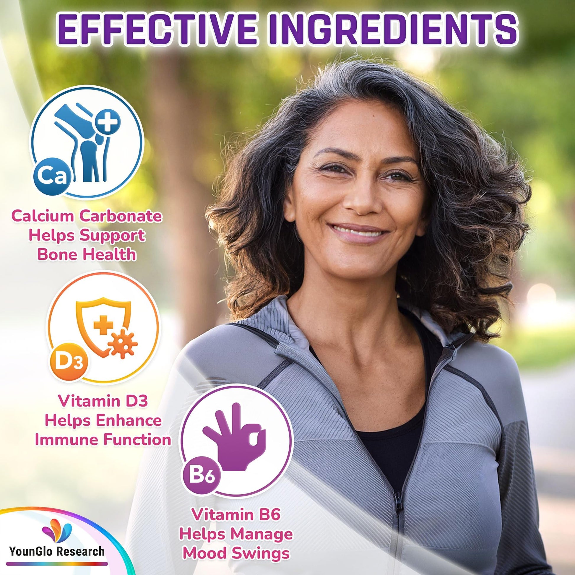 YounGlo Research Menopause Supplement - 120 Vegan Caplets - Menopause & Perimenopause Relief Support - Food and Dietary Vitamins - Multivitamin for Women - Maple Wellness Supplements