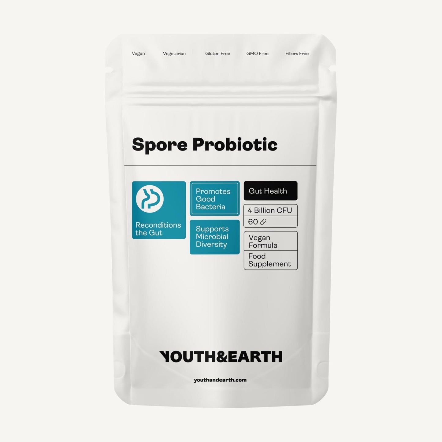 Youth & Earth Spore Probiotics 4 Billion CFU Count - Probiotics for Gut Health & Immune Support | Gut Health Supplements for Digestive Health | 60 Capsules - Maple Wellness Supplements