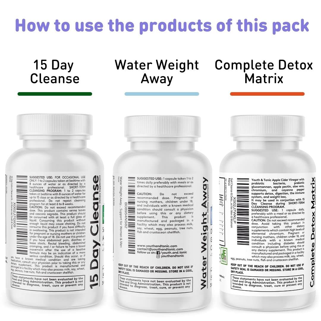 Youth & Tonic Complete Body Detox for Cleanse, Normal Acidity Gut Level and Water - Maple Wellness Supplements