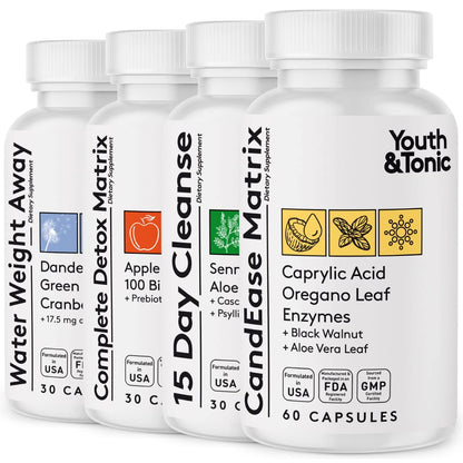 Youth & Tonic Complete Body Detox for Cleanse, Normal Acidity Gut Level and Water - Maple Wellness Supplements