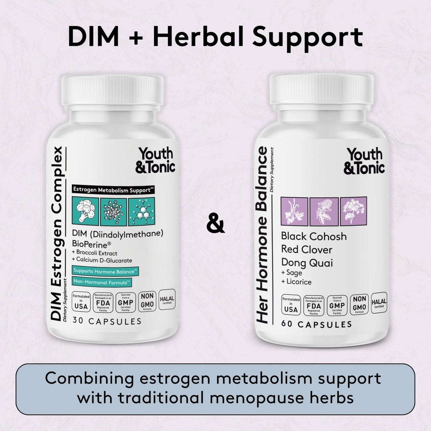 Youth & Tonic DIM Supplement for Women – Estrogen Metabolism & Hormonal Support – Menopause, Perimenopause & Premenopausal Bundle, 90 Capsules - Maple Wellness Supplements