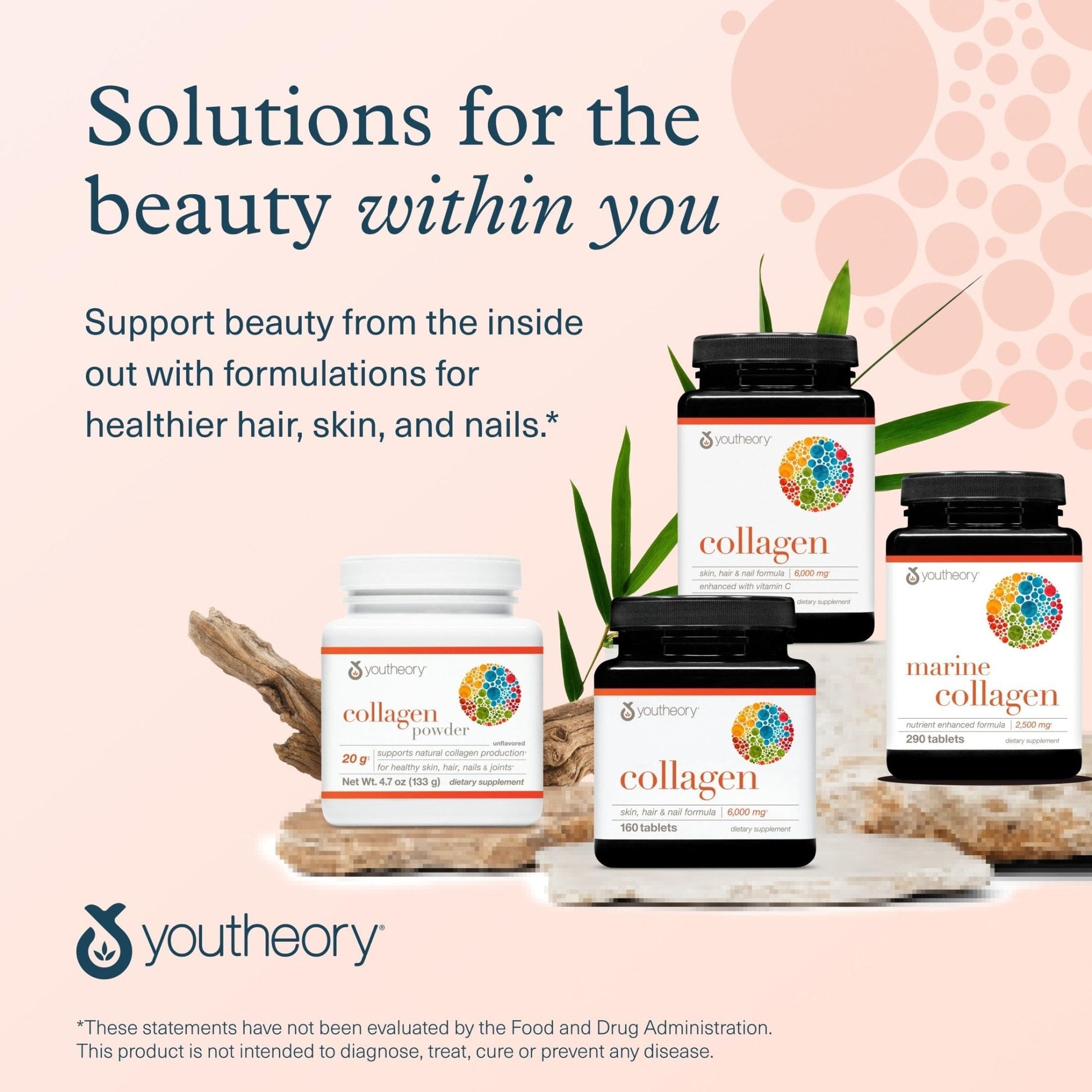 Youtheory Advanced Collagen - 6,000 mg Hydrolyzed Collagen Peptides - Includes Antioxidants & Contains Vitamin C - Hair Growth, Nails, Joint Health & Bone Support - Maple Wellness Supplements