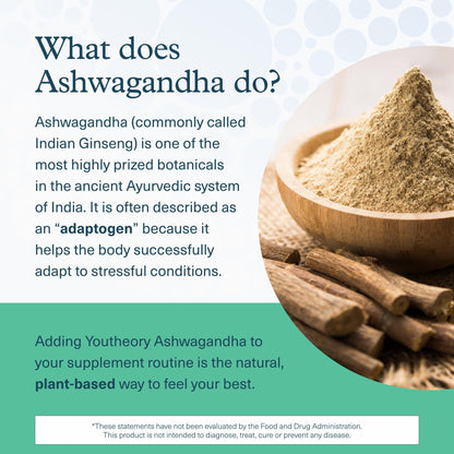 Youtheory Ashwagandha + GABA - Adaptogenic Blend with Organic KSM-66 & Ginger - Aids Stress Relief & Mood* - Supports Energy Levels - Maple Wellness Supplements