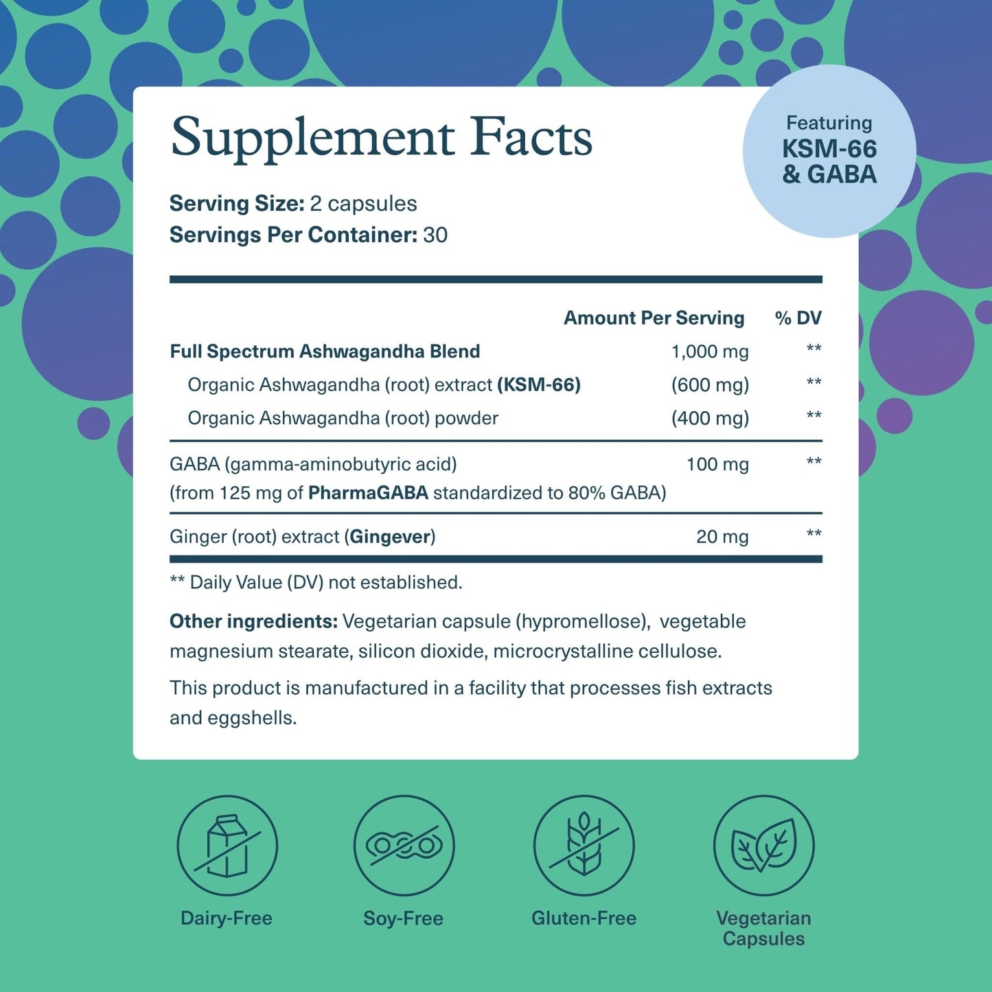 Youtheory Ashwagandha + GABA - Adaptogenic Blend with Organic KSM-66 & Ginger - Aids Stress Relief & Mood* - Supports Energy Levels - Maple Wellness Supplements