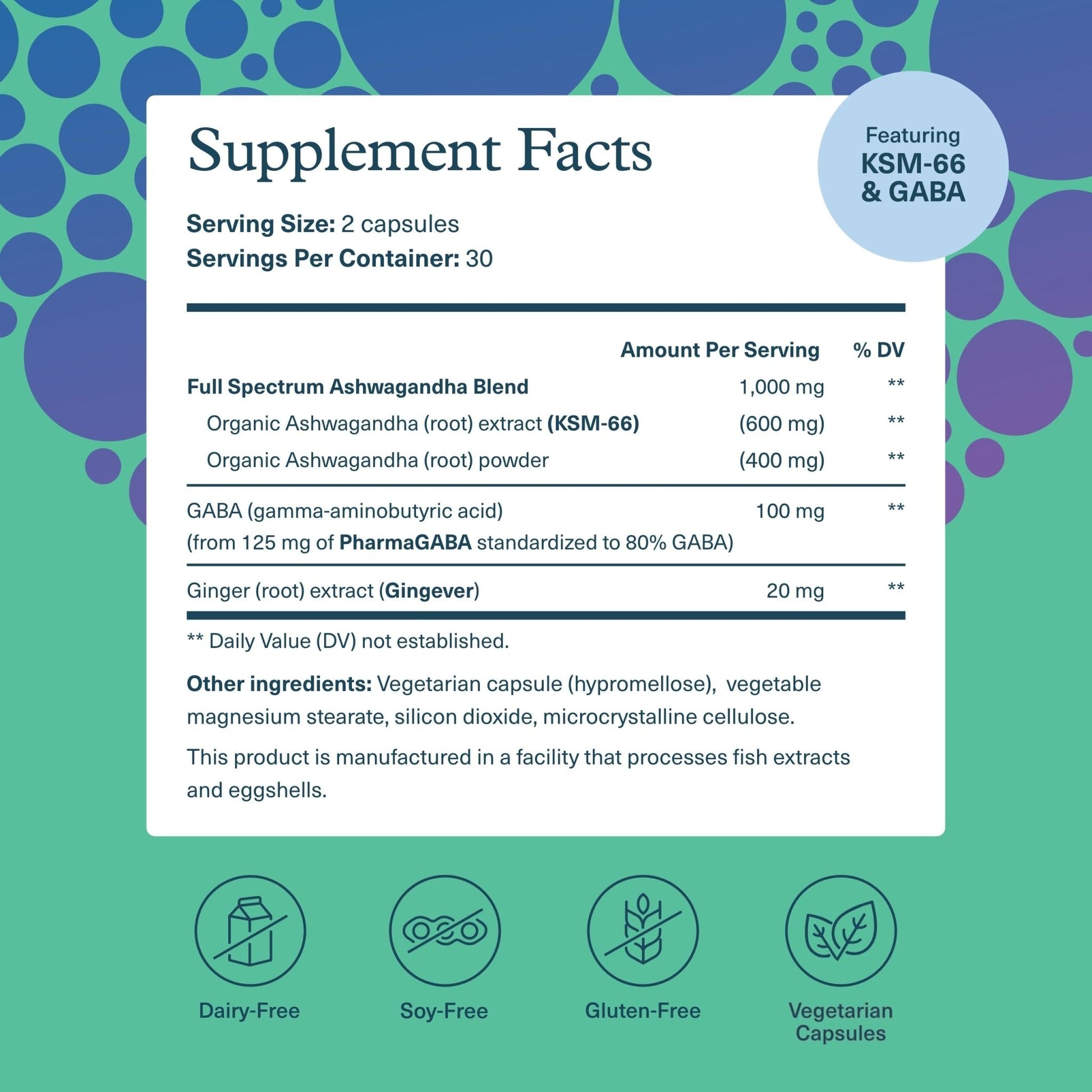 Youtheory Ashwagandha + GABA - Adaptogenic Blend with Organic KSM-66 & Ginger - Aids Stress Relief & Mood* - Supports Energy Levels - Maple Wellness Supplements