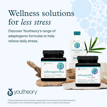 Youtheory Ashwagandha - with Organic KSM-66 Ashwagandha - Herbal Blend to Support Stress Relief & Energy Levels* - Helps Support Mood* - 60 Vegetarian Capsules (30-Day Supply) - Maple Wellness Supplements