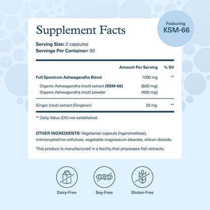 Youtheory Ashwagandha - with Organic KSM-66 Ashwagandha - Herbal Blend to Support Stress Relief & Energy Levels* - Helps Support Mood* - 60 Vegetarian Capsules (30-Day Supply) - Maple Wellness Supplements