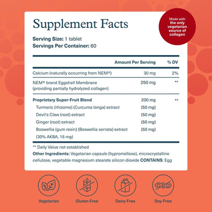 Youtheory Joint Collagen - Vegetarian Collagen Supplement with NEM Eggshell Membrane & Boswellia Extract - Dairy, Soy & Gluten Free - 60 Vegetarian Capsules - Maple Wellness Supplements