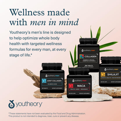 Youtheory Men’s Collagen - 5,000 mg Hydrolyzed Collagen Peptides - with Amino Acids, Vitamin C, & Natural Ingredients - Supports Joint, Muscle, Hair & Nail Health - Maple Wellness Supplements