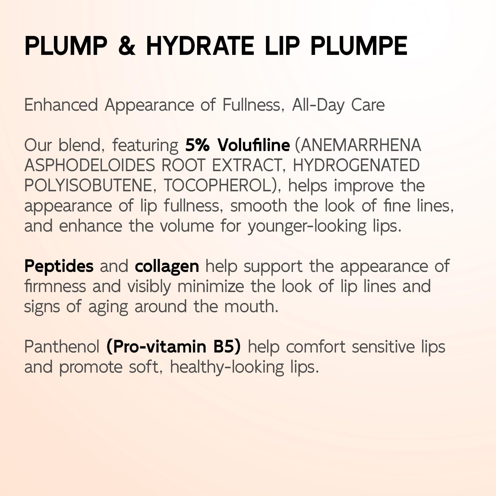 YouthVibe 5% Volufiline Lip Plumper, Nourishing & Anti Aging Over Time with Squalane, Shea Butter, Collagen, Peptide & PDRN - No Burning, No Tingling for Gentle Daily Plumping - Maple Wellness Supplements