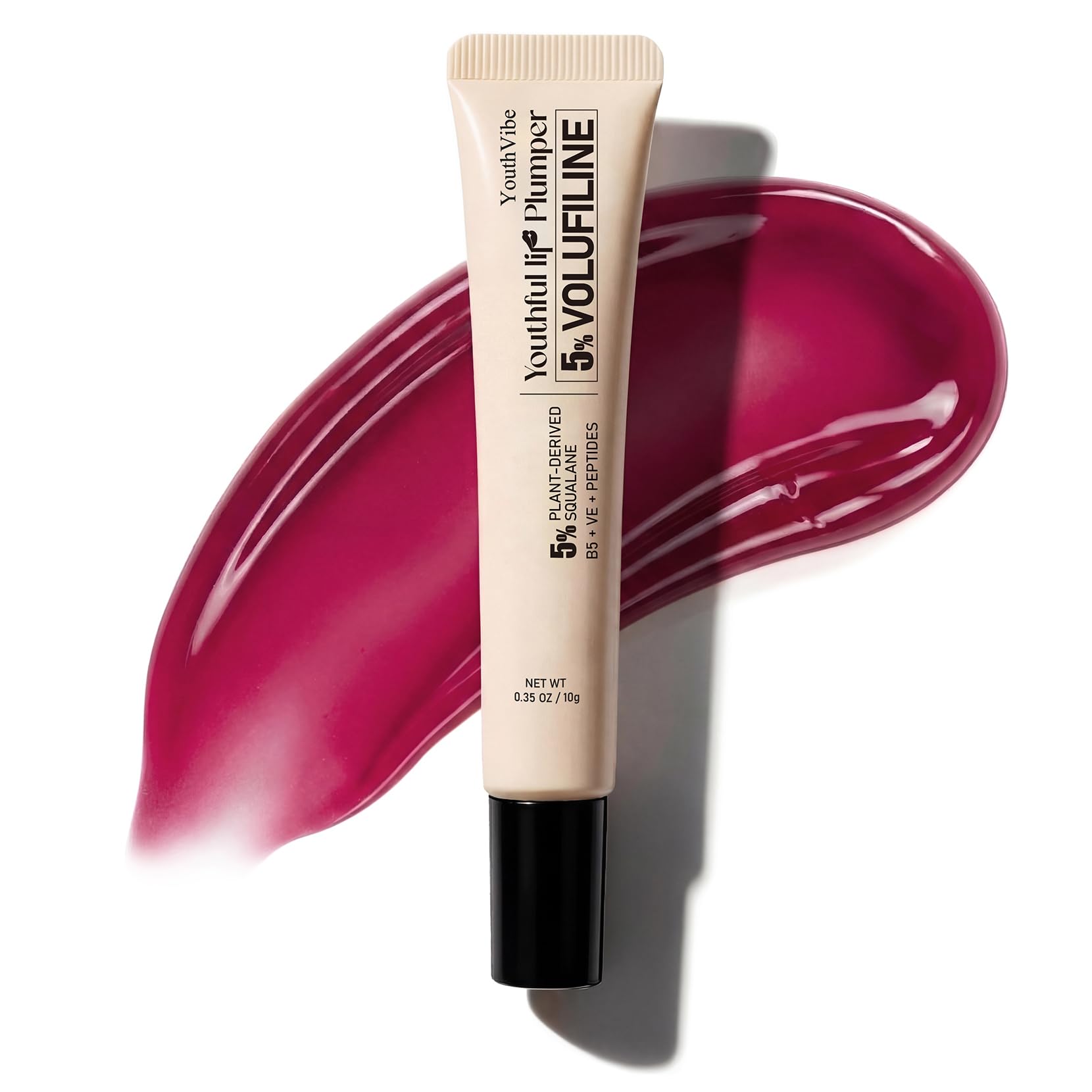 YouthVibe 5% Volufiline Lip Plumper, Nourishing & Anti Aging Over Time with Squalane, Shea Butter, Collagen, Peptide & PDRN - No Burning, No Tingling for Gentle Daily Plumping - Maple Wellness Supplements