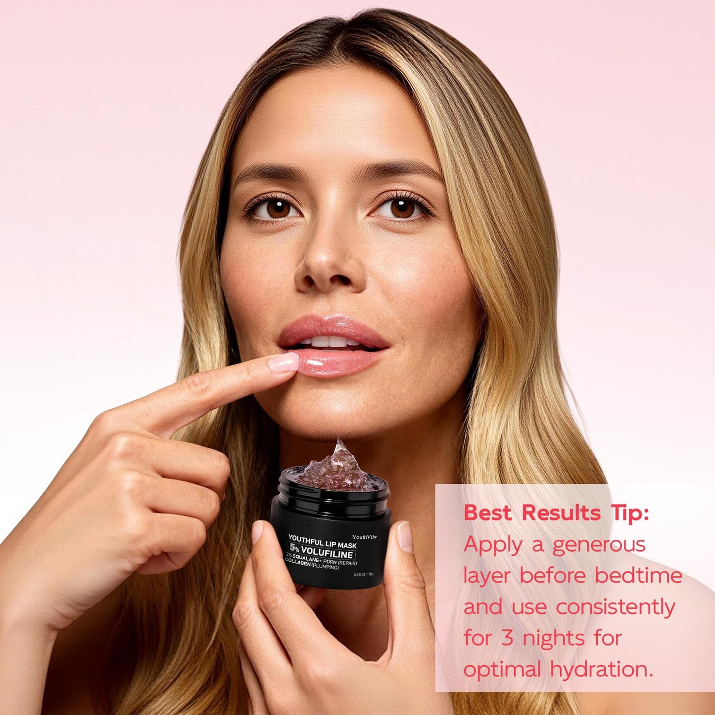 YouthVibe Lip Mask Overnight Moisturizing - Nourish & Hydrate, Antioxidants, 5% Volufiline - Maple Wellness Supplements