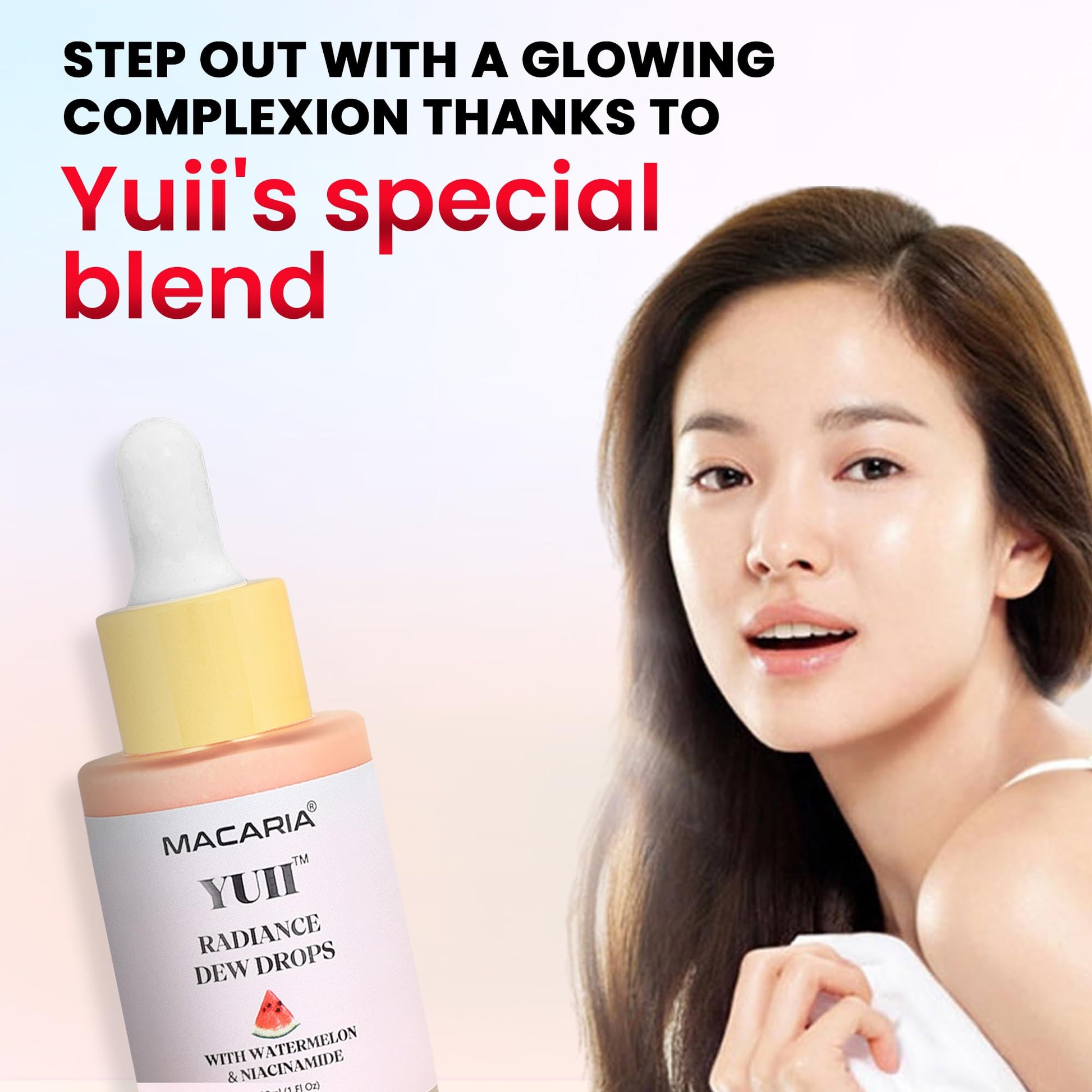 Yuii Niacinamide Serum Dew Drops - Face Moisturizer with Watermelon Fruit Extract - Glow Drops for Skincare and Makeup - Hydrating Formula for Radiant Skin - Pink Finish for Women & Girls - Maple Wellness Supplements