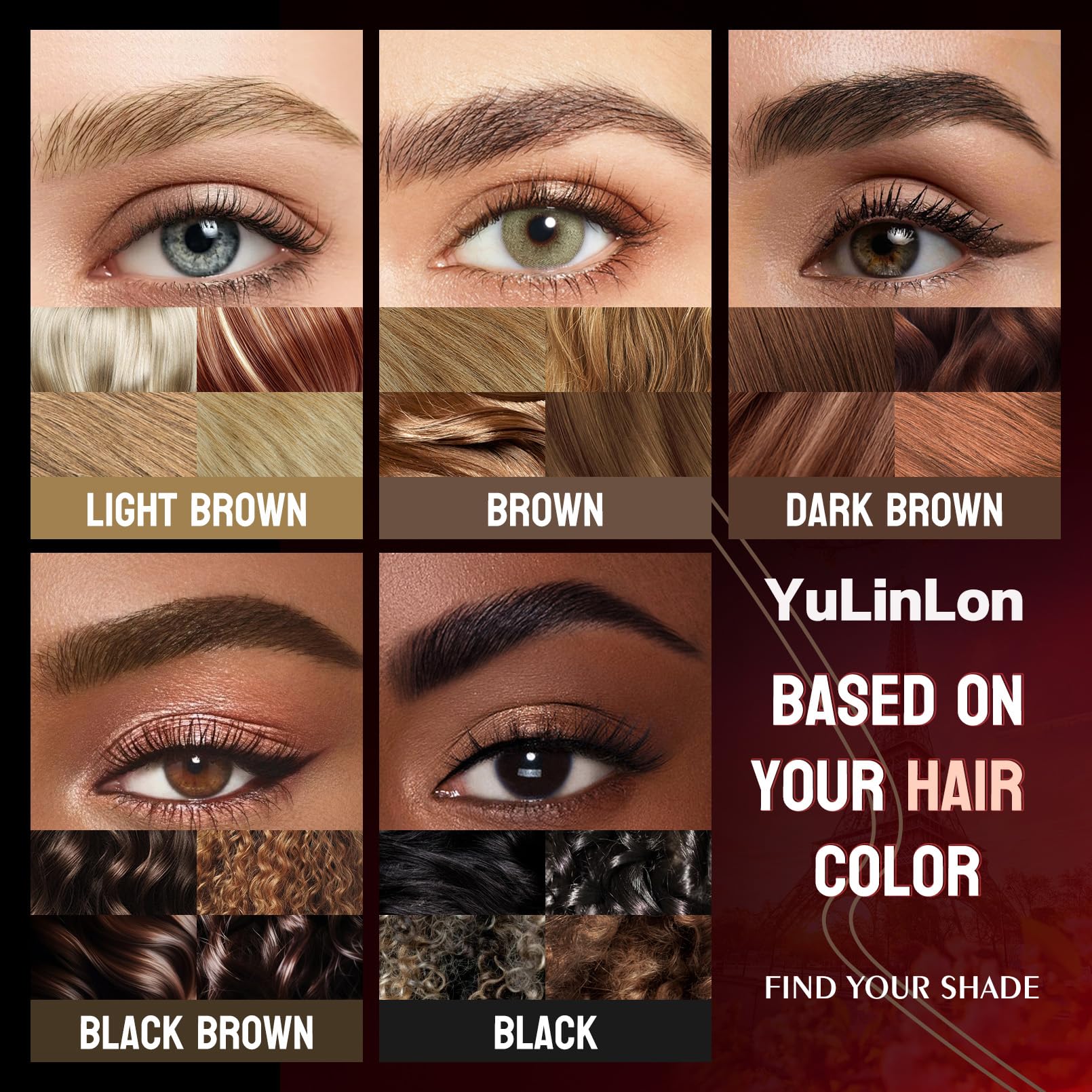 YuLinLon Double-Headed Brow Pen, Ultra-Precise Hair-Like Strokes, Long-Lasting Waterproof Makeup, Available in 5 Natural Shades (3Dark Brown) - Maple Wellness Supplements