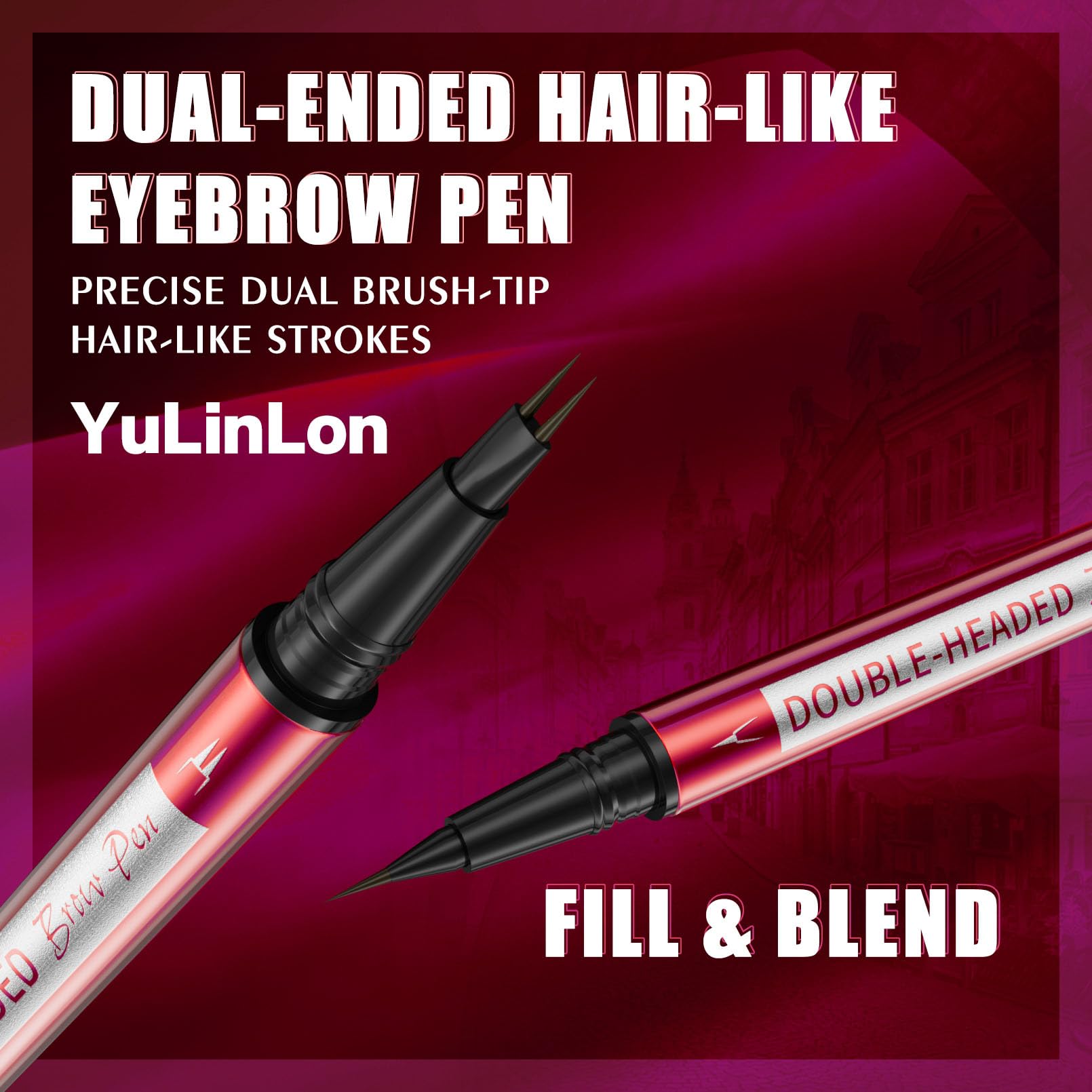 YuLinLon Double-Headed Brow Pen, Ultra-Precise Hair-Like Strokes, Long-Lasting Waterproof Makeup, Available in 5 Natural Shades (3Dark Brown) - Maple Wellness Supplements