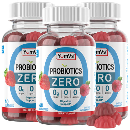 YUM-V'S Sugar Free Probiotic Gummies - Probiotics for Men & Women to Help Support Digestive Function – Adults & Kids Probiotic with 5 Billion CFU Bacillus Coagulans – Vegan & Gluten-Free (60 Count) - Maple Wellness Supplements