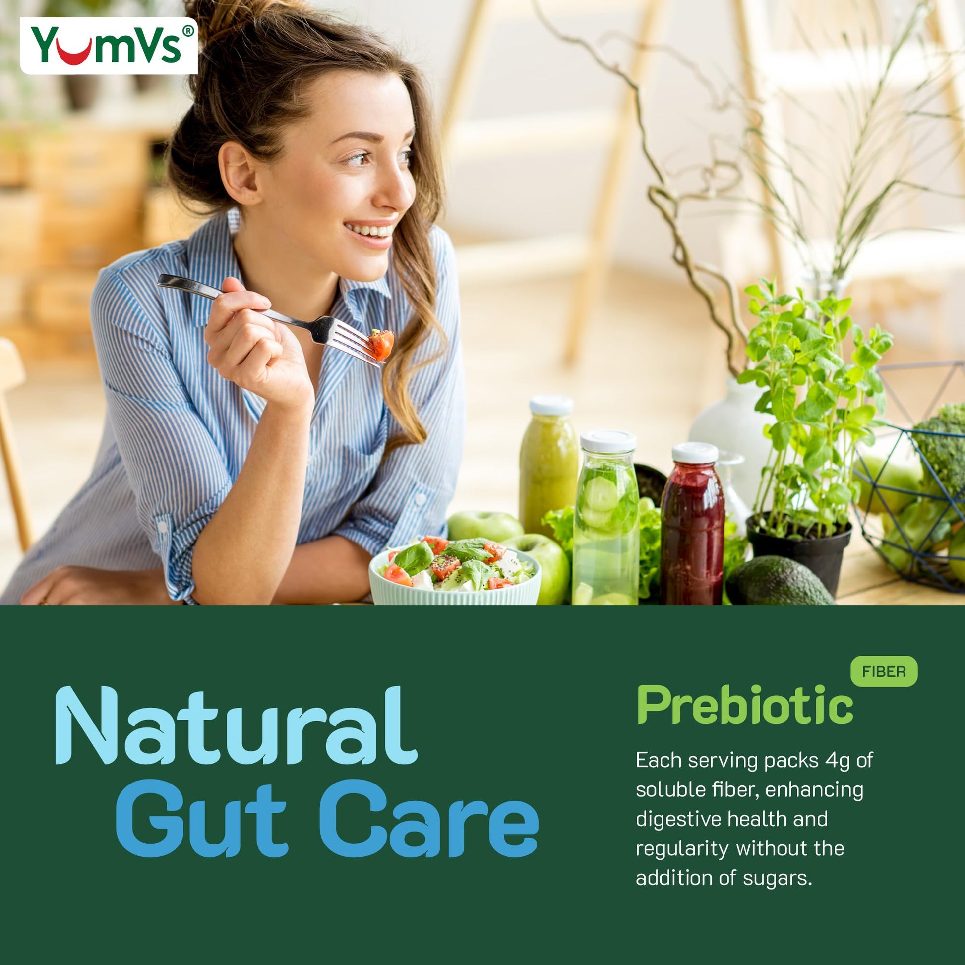 YumVs Sugar Free Prebiotic Fiber Gummies for Adults and Kids - Berry Flavor - Kosher Halal 4g High Fiber Supplement for Women and Men - Maple Wellness Supplements