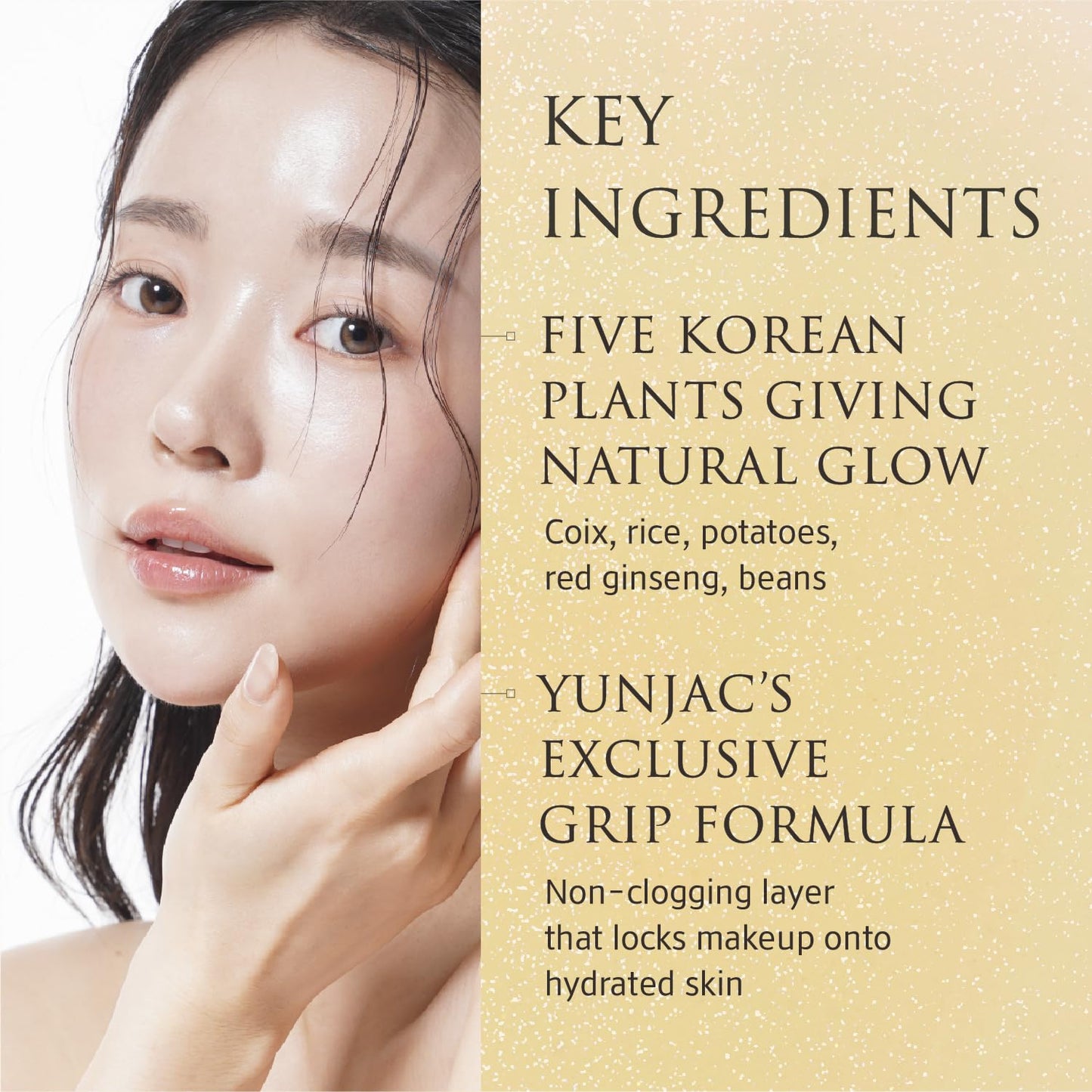 YUNJAC Base Prep Korean Primer (1.35 fl oz) – Silicone-Free Grip Makeup Base, Serum Texture for Radiant Skin, Long-Lasting Glow with Rice Ferment, Ceramide, Niacinamide, Squalane - Maple Wellness Supplements