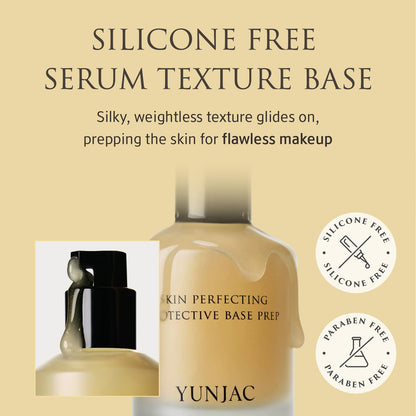 YUNJAC Base Prep Korean Primer (1.35 fl oz) – Silicone-Free Grip Makeup Base, Serum Texture for Radiant Skin, Long-Lasting Glow with Rice Ferment, Ceramide, Niacinamide, Squalane - Maple Wellness Supplements