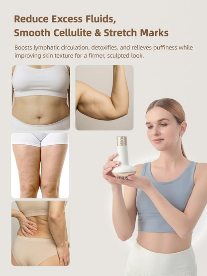 Yuonry Lymphatic Drainage Massager & Anti Cellulite Massage Tool, Reduce Stretch Marks & Cellulite, for Legs, Arms & Belly, Body Sculpting Machine with Microcurrent, Light, Heat & Vibration,White - Maple Wellness Supplements