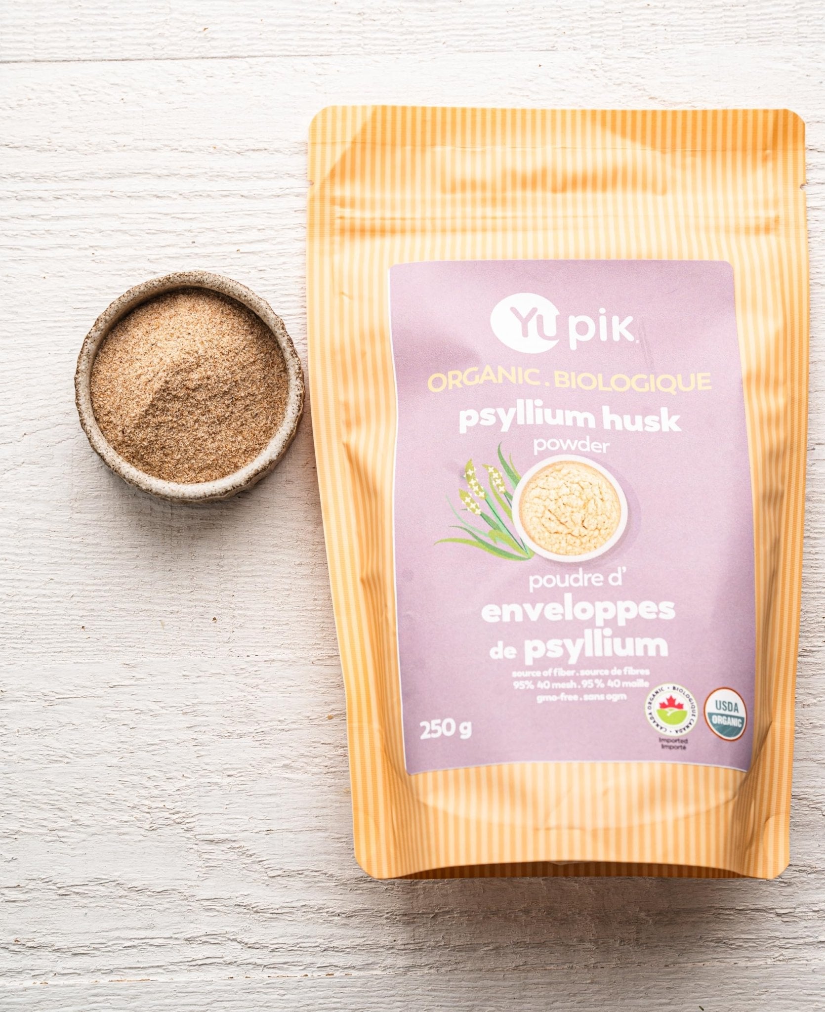 Yupik Organic Whole Husk Psyllium 8.8 Oz, 95% Purity, Soluble Fiber, USDA Certified, Non-GMO, Kosher, Gluten-Free, Sugar-Free & Fat-Free, Unflavored - Maple Wellness Supplements