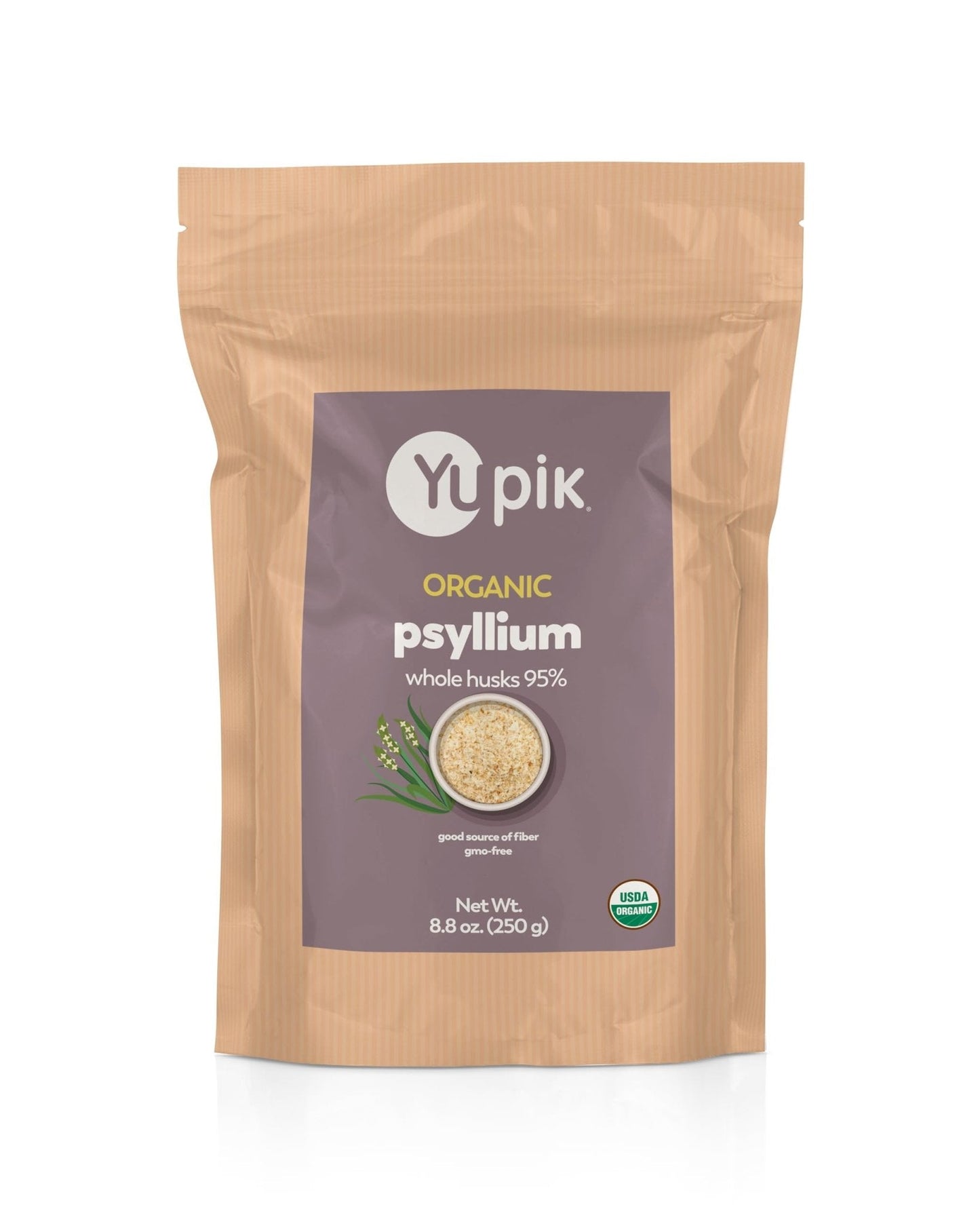 Yupik Organic Whole Husk Psyllium 8.8 Oz, 95% Purity, Soluble Fiber, USDA Certified, Non-GMO, Kosher, Gluten-Free, Sugar-Free & Fat-Free, Unflavored - Maple Wellness Supplements
