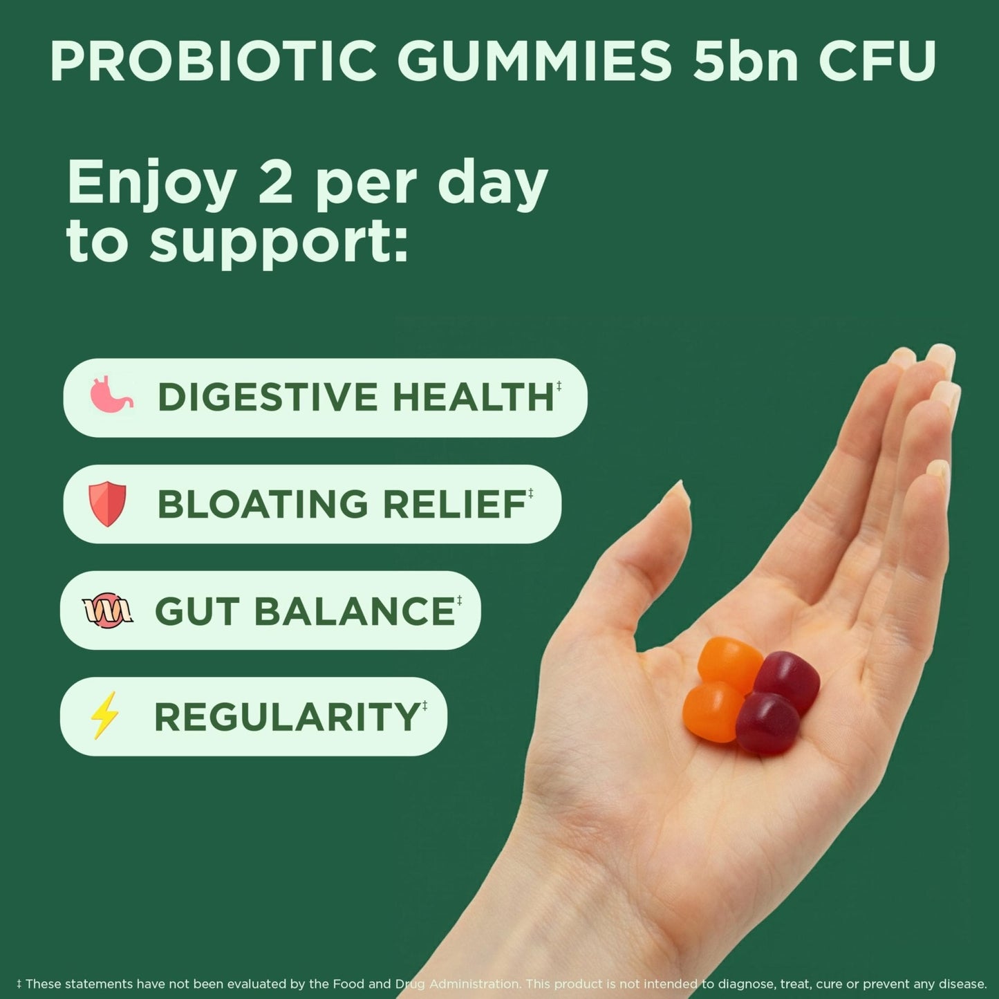 Yuve Natural Sugar Free Probiotic Gummies 5 Billion CFU, Helps with Constipation, Bloating & Leaky Gut - Vegan, Gluten-Free & Non-GMO - 60ct - Maple Wellness Supplements
