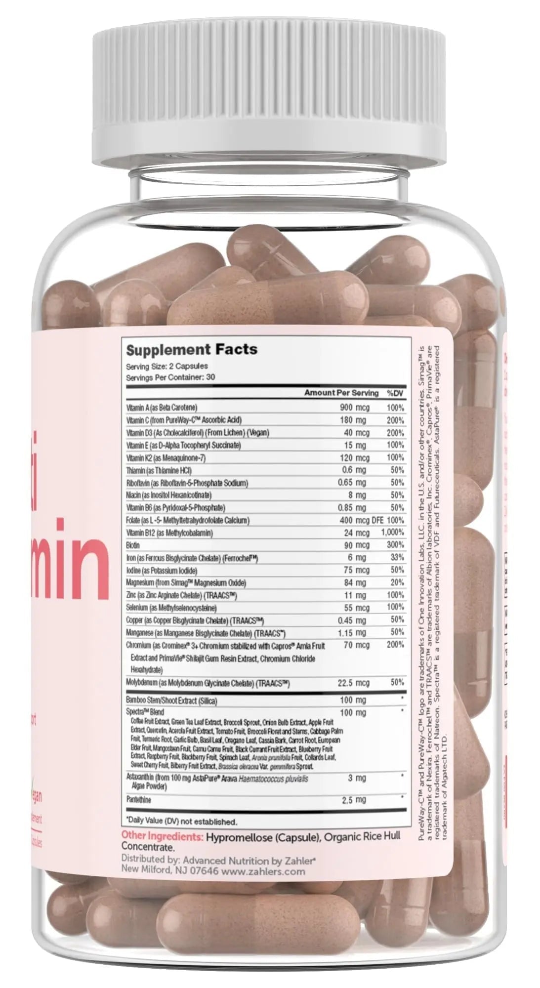 Zahler Multivitamin Beauty + Skin Hair and Nails Support, Multivitamin for Women and Men with Iron, Certified Kosher, 60 Capsules - Maple Wellness Supplements