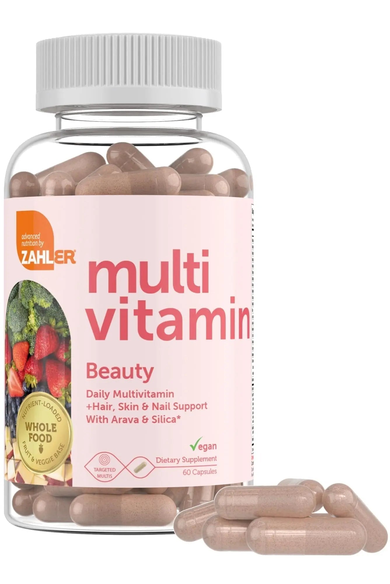 Zahler Multivitamin Beauty + Skin Hair and Nails Support, Multivitamin for Women and Men with Iron, Certified Kosher, 60 Capsules - Maple Wellness Supplements