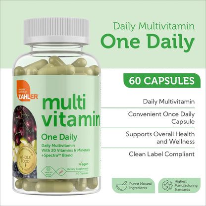 Zahler - One Daily Vegan Multivitamins for Women & Men (60 Count) Kosher Essential Vitamins & Minerals with Whole Food Spectra Blend - Maple Wellness Supplements