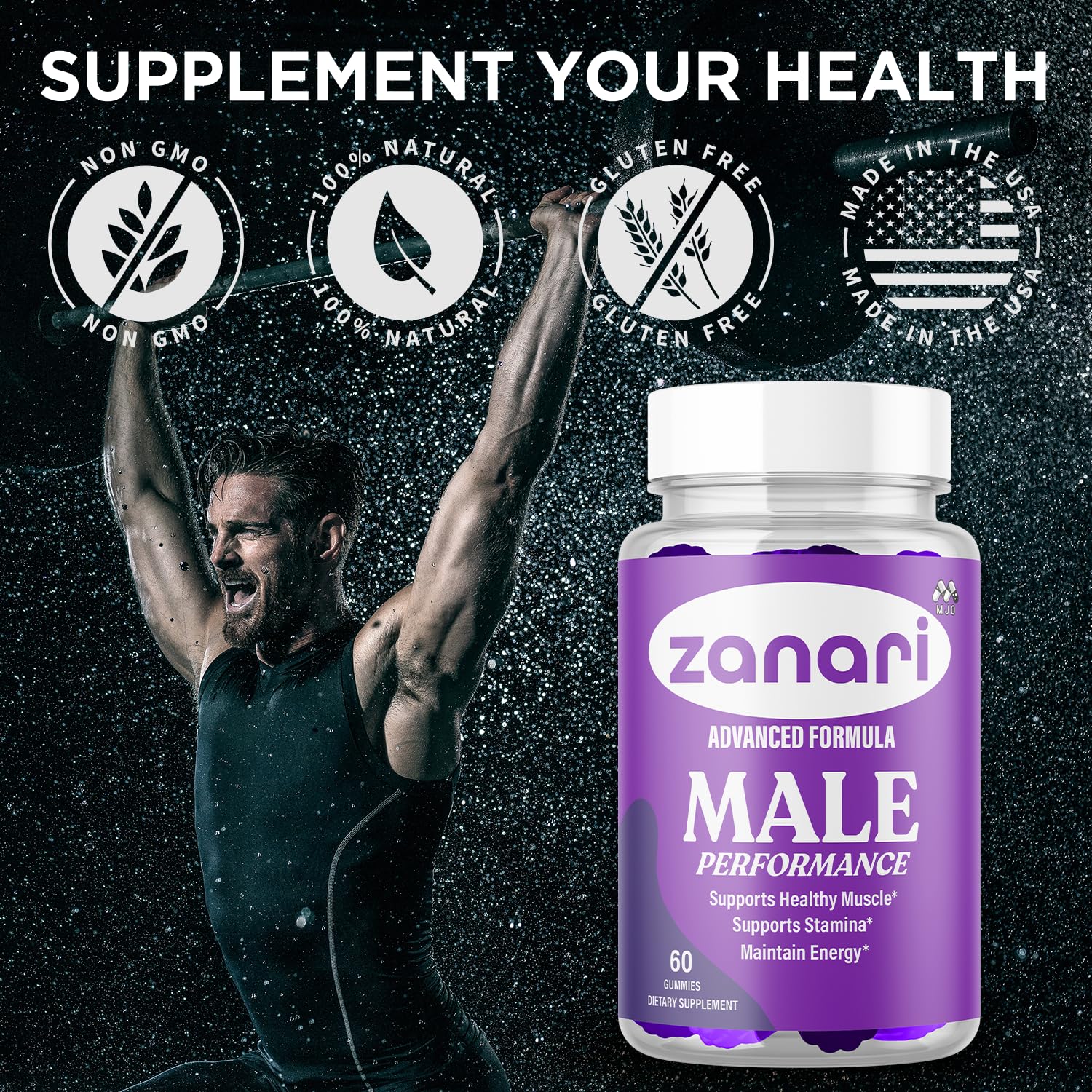 Zanari Gummies, Official Zanari Gummys for Men with All Natural Ingredients, Advanced Formula for Optimal Health & Total Wellness Support with Maximum Strength Active Lifestyle Vitamins (60 Gummies) - Maple Wellness Supplements