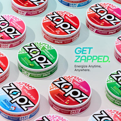 ZAPZ Caffeine Pouches, Hot Tropic, 5 Cans x 20 Count, Energy Pouches with 50mg Caffeine, Nootropic Focus Support, Niacin, L-Theanine, L-Tyrosine, Sugar Free, No Coffee Grinds - Maple Wellness Supplements